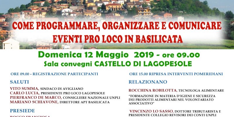 SEMINARIO FORMATIVO – Come programmare, organizzare e comunicare eventi Pro Loco in Basilicata