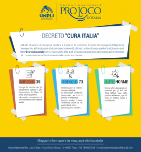 Scopri di più sull'articolo Decreto CURA ITALIA – Disposizioni per le PRO LOCO APS Associazioni di Promozione Sociale