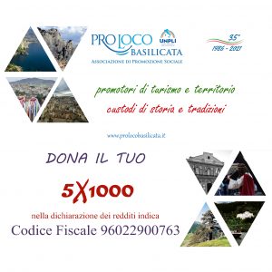 Scopri di più sull'articolo Dona il 5×1000 al Comitato regionale PRO LOCO UNPLI BASILICATA – Aiutaci a promuovere il Patrimonio Culturale Lucano
